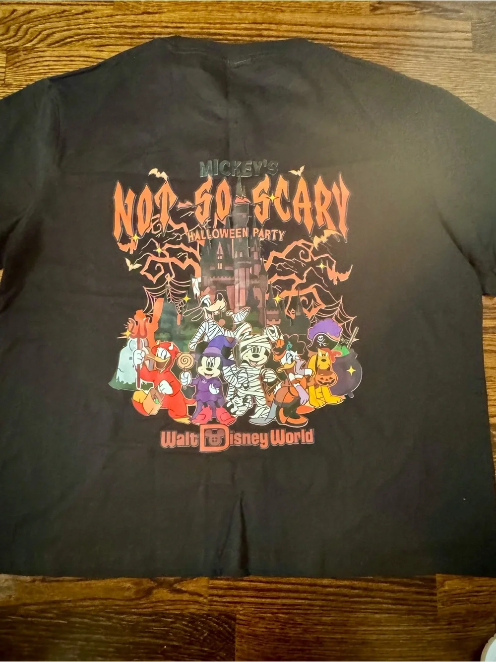 Disney Halloween Party Graphic Tee — Black with Orange, Purple and White Artwork